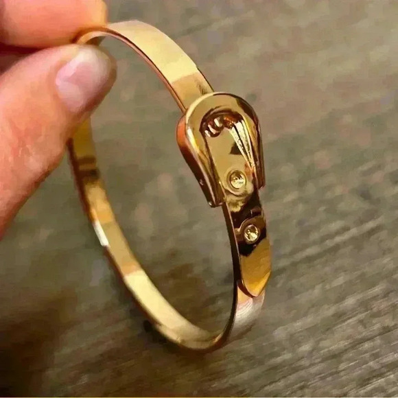 Bronze Tone Buckle Bangle Bracelet - Picture 1 of 2